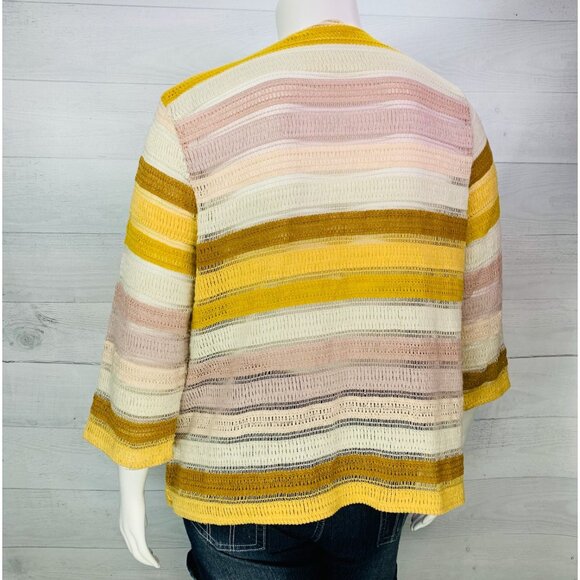 Soft Surroundings Womens Open Knit Marrakesh Pullover Gold Stripe Plus Size 1X - Picture 8 of 13